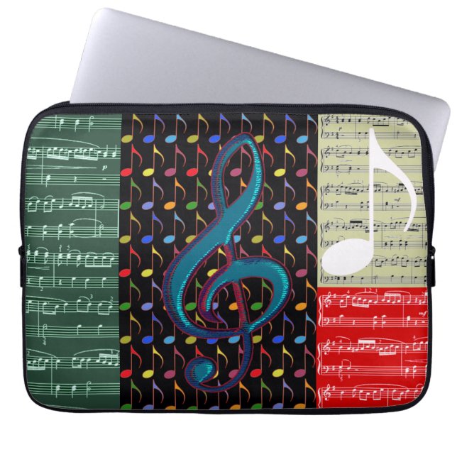 musik noter blandat mönster laptop fodral (Framsidan)