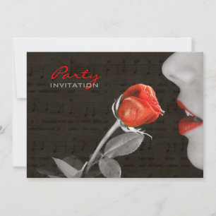 musik noter blomstrar valentines day röd ros inbjudningar