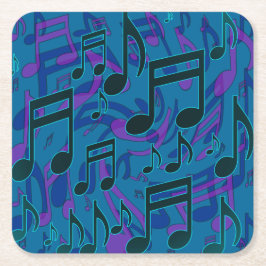 Musik noter Blue Grönt Lila Musical Mönster Underlägg Papper Kvadrat