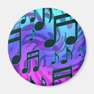 Musik noter Blue Lila Aqua Mönster Magnet