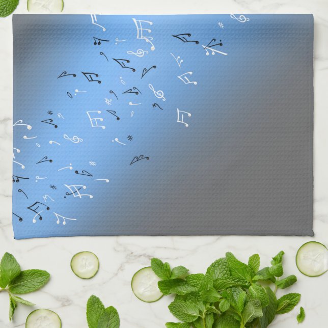 Musik noter Blue Måne Tea Towel Kökshandduk (Vikta)