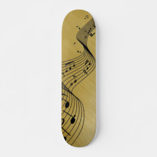 Musik noter Brushed Guld Mini Skateboard Bräda 18,5 Cm
