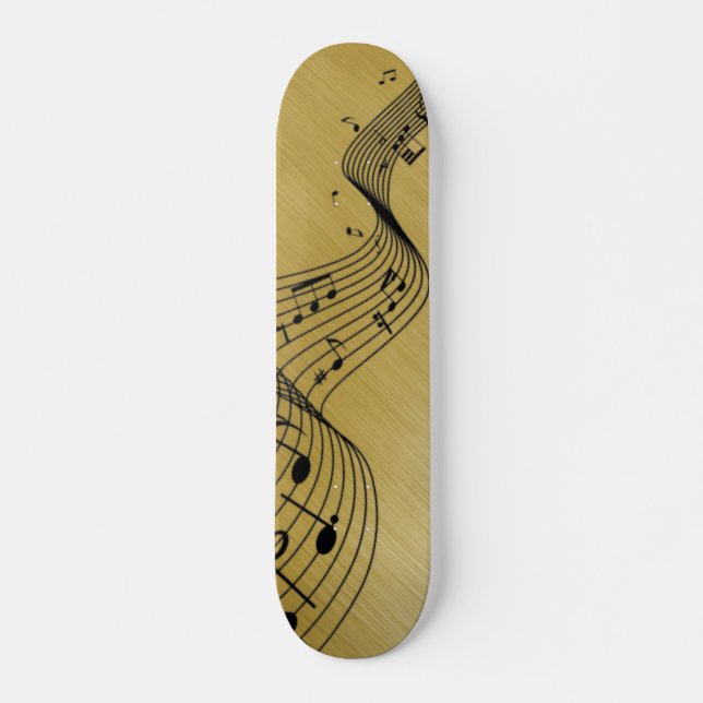 Musik noter Brushed Guld Mini Skateboard Bräda 18,5 Cm (Framsida)