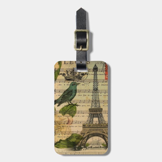 musik noter camellia fransk paris eiffel torn bagagebricka (Vertikal Framsida)