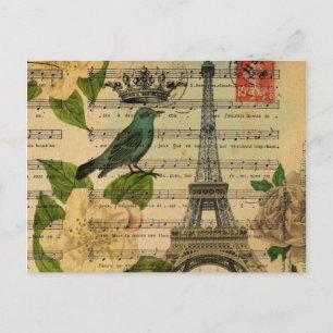 musik noter camellia fransk paris eiffel torn vykort
