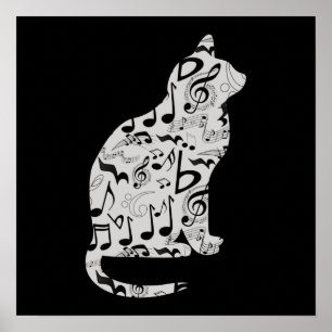 Musik noter Cat Lover - Minimalistisk musiker Poster