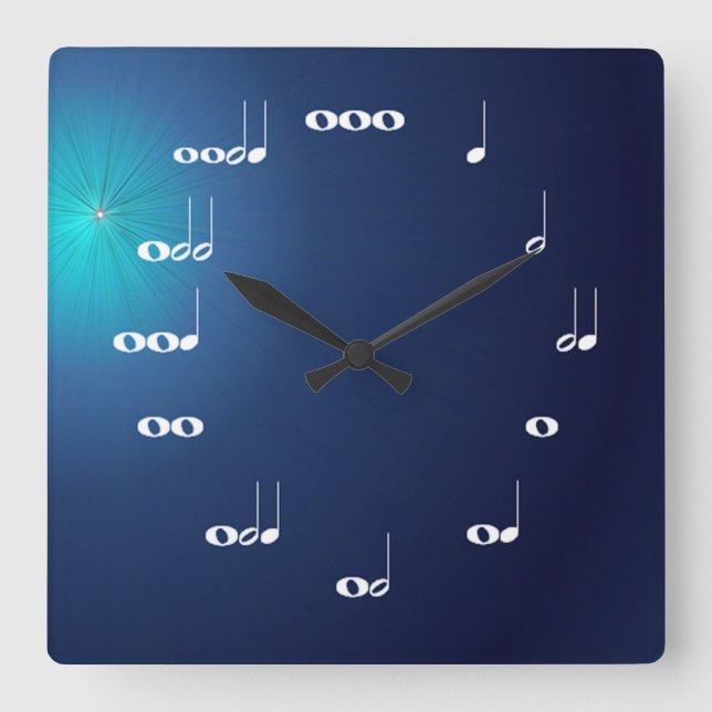 Musik noter Clock Midnight Blue Fyrkantig Klocka (Framsida)
