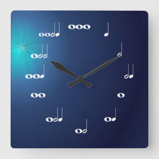 Musik noter Clock Midnight Blue Fyrkantig Klocka