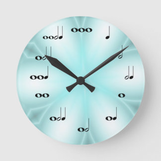 Musik noter Clock on light Blue Rund Klocka