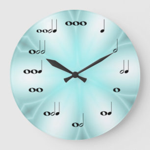 Musik noter Clock on light Blue Stor Klocka