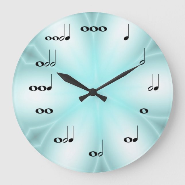 Musik noter Clock on light Blue Stor Klocka (Framsida)