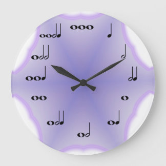 Musik noter Clock på Lavender-bakgrund Stor Klocka