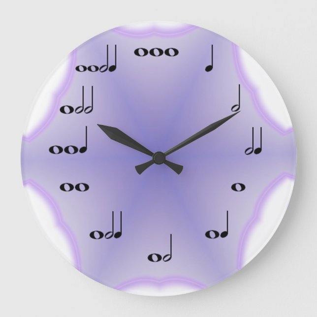 Musik noter Clock på Lavender-bakgrund Stor Klocka (Framsida)
