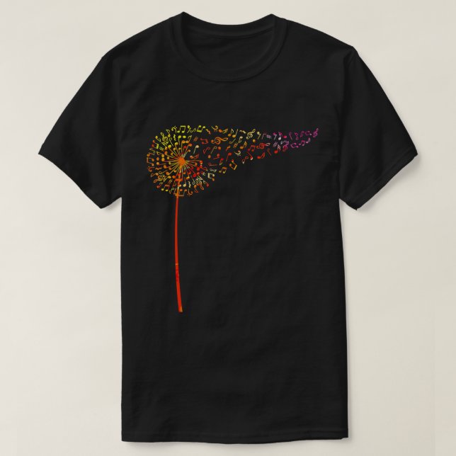 Musik noter Dandelion Flower För manar Women T-Shi T Shirt (Design framsida)