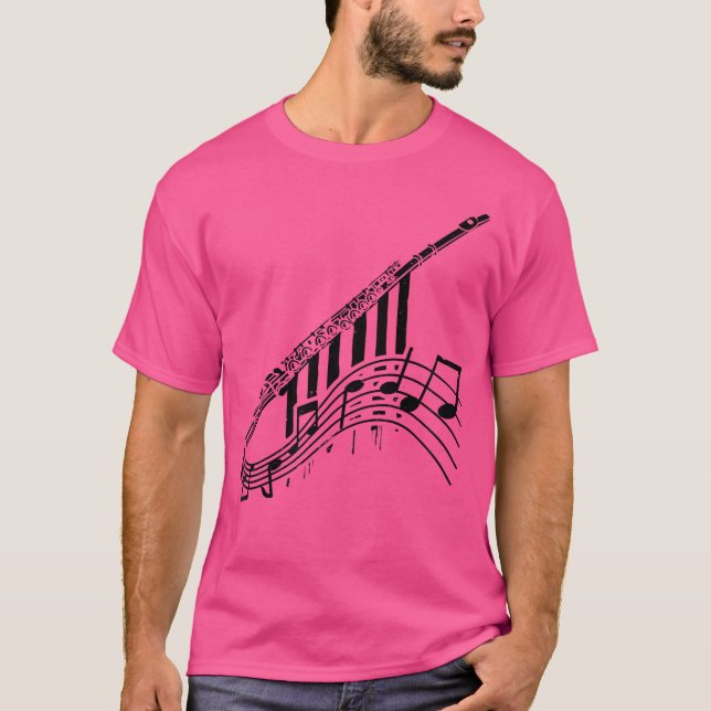 Musik noter Design Flute T Shirt (Framsida)
