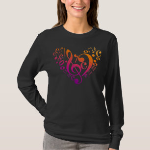 Musik noter - färglöst hjärta t shirt