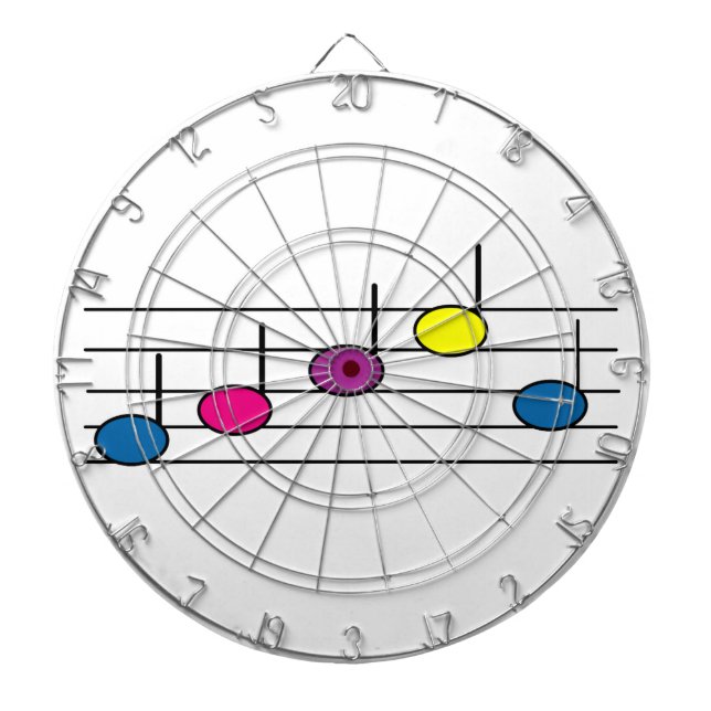 Musik noter färgstark piltavla (Framsidan)