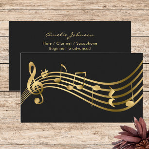 Musik noter Flute Teacher Guld Elegant Visitkort