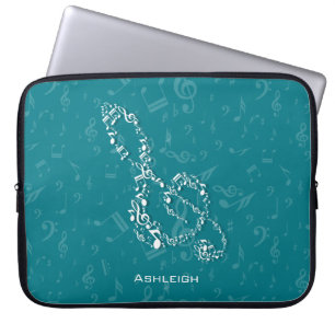 Musik noter för kricka- och vitTrebleklav Laptop Fodral