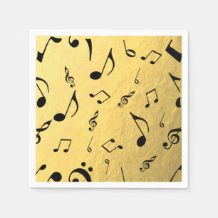 Musik noter Gold Foil Napkins Pappersservett