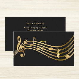 Musik noter Guld Piano Teacher Elegant Visitkort
