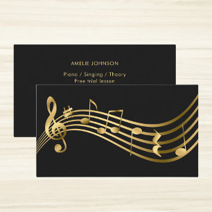 Musik noter Guld Piano Teacher Elegant Visitkort