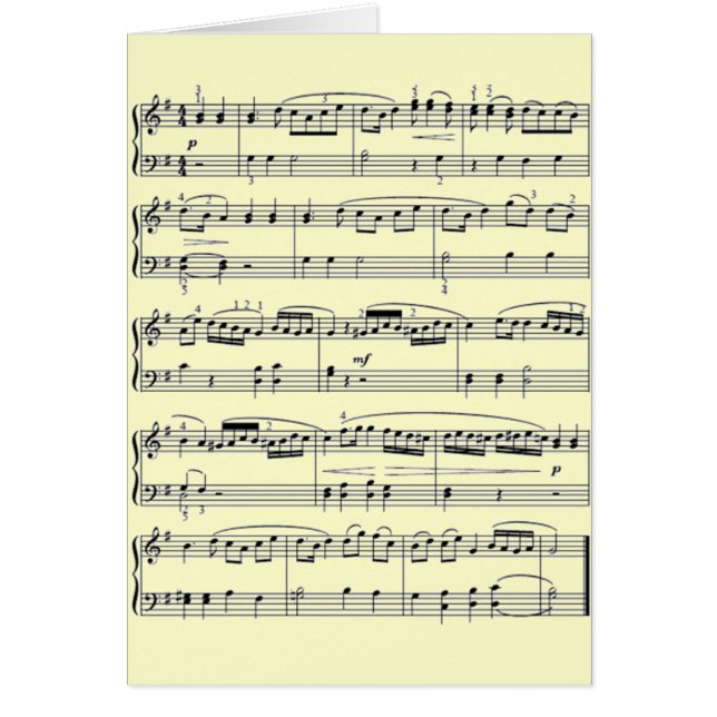 musik noter hälsningskort (Framsidan)