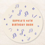 Musik noter Handritade illustrationer 40:e födelse Underlägg Papper Rund<br><div class="desc">Roligt och vismritad 40-årsdag party underlägg med lekfulla illustrationer av musik noter och stjärnor. Perfekt som tillägg till en festlig pianokväll!</div>