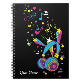 Musik noter Headphone Personlig Black Notebook Anteckningsbok