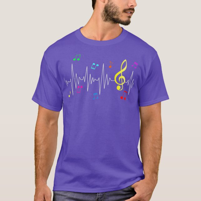 musik noter Heartslag Treble Clif Musician T Shirt (Framsida)