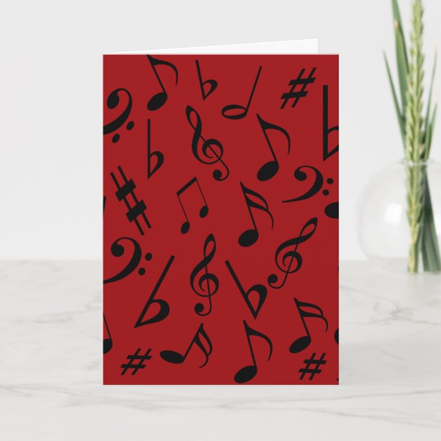 Musik noter Helgdag Card - röd Helgkort (Framsida)