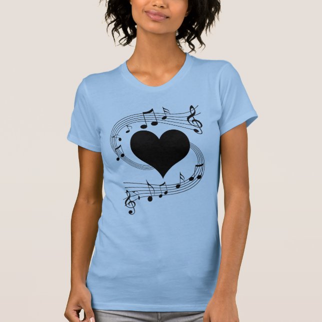 Musik noter hjärta t-shirt (Framsida)