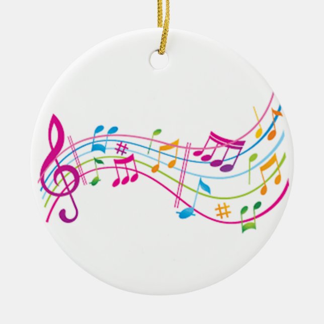 ’MUSIK NOTER I FÄRG’ JULGRANSPRYDNAD KERAMIK (Framsidan)