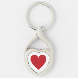 Musik noter i hjärtat, Metall Keychain Twisted Heart Silverfärgad Nyckelring