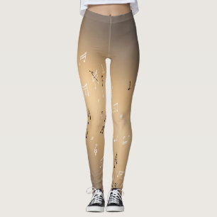 Musik noter i måndags guldbrunt leggings