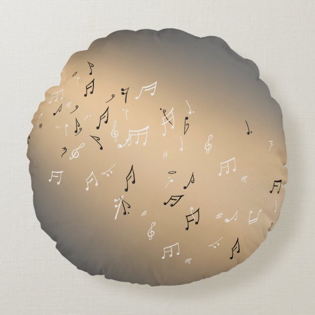 Musik noter i Moonlight Golden Brown Rund Kudde (Framsidan)