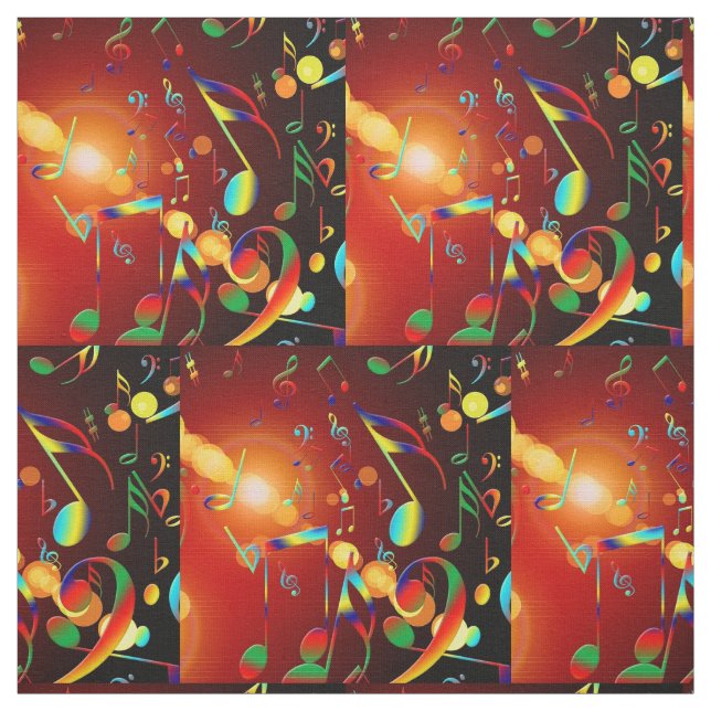 Musik noter i neon färgar tyg (Provkarta)