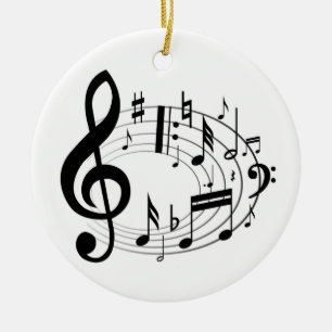 Musik noter julgransprydnad keramik