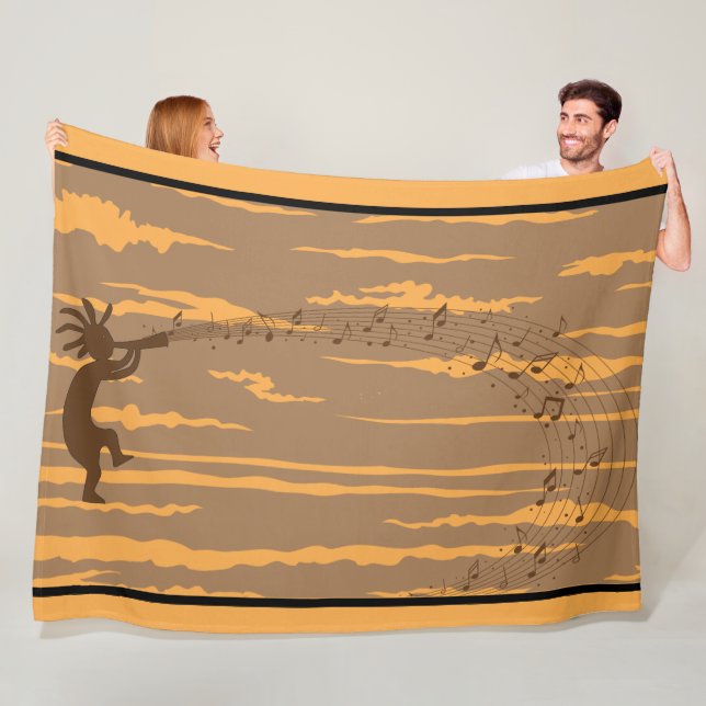 Musik noter Kokopelli Fleece Blanket (På plats)
