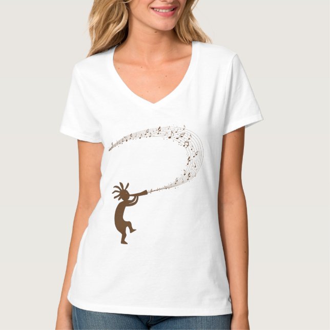 Musik noter Kokopelli Native American T-Shirt (Framsida)