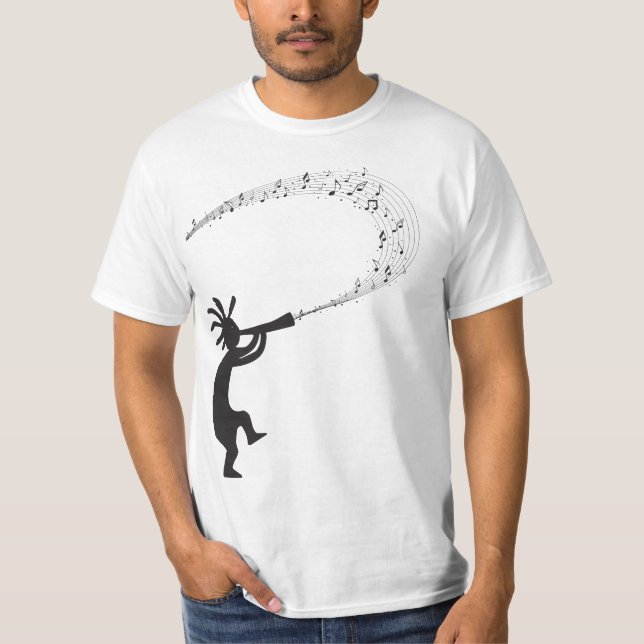 Musik noter Kokopelli Native American T-Shirt (Framsida)