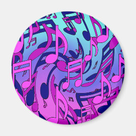 Musik noter Levande Rosa Blue Lila Aqua Mönster Magnet