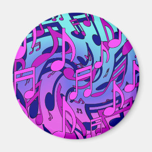 Musik noter Levande Rosa Blue Lila Aqua Mönster Magnet