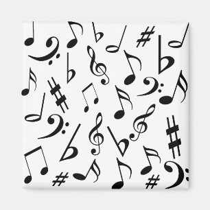 Musik noter Magnet - svartvitt