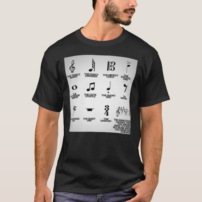 Musik noter med sina konstiga smeknamn t shirt (Framsida)