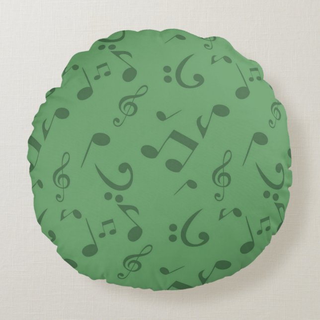Musik noter mönster rund kudde (Framsidan)