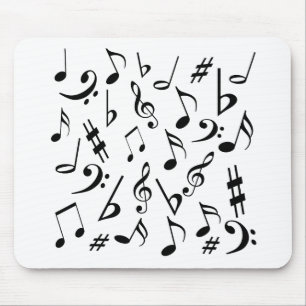 musik noter Mousepad - Black and White Musmatta