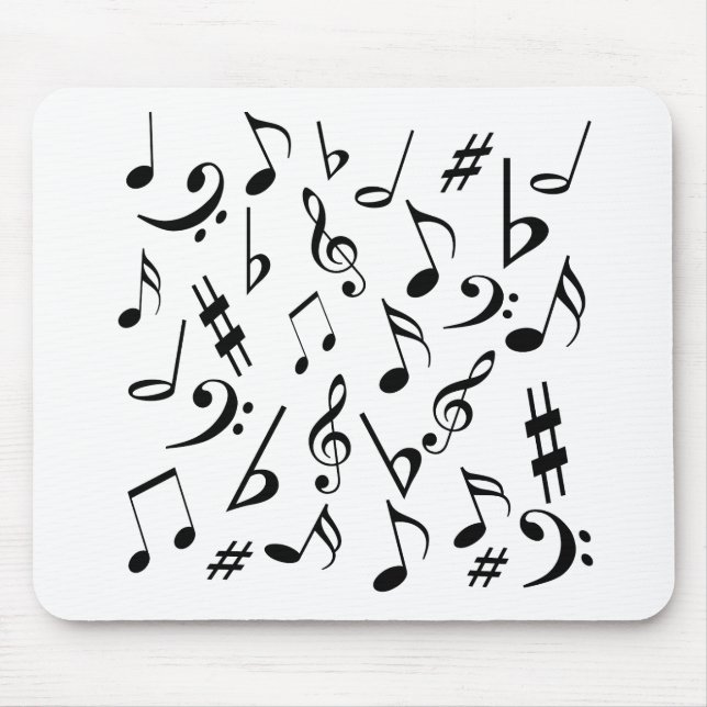 Musik noter Mousepad - Black and White Musmatta (Framsidan)