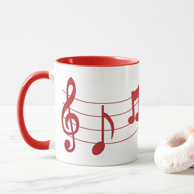 Musik noter mugg (Red music notes coffee mug!)