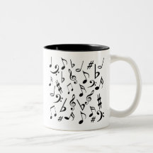 Musik noter Mugg - vit och svart